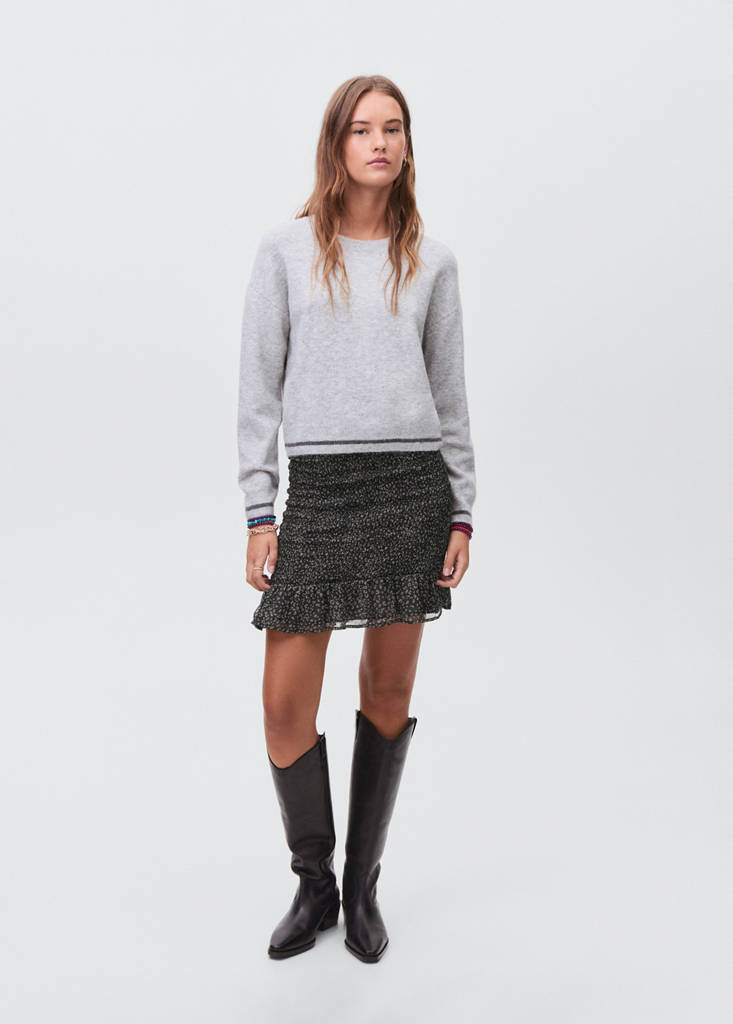 Leopard-print skirt with ruffles — Black