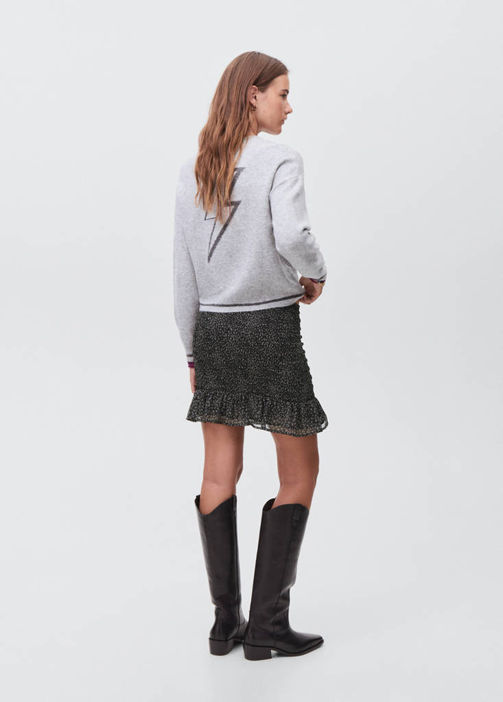 Leopard-print skirt with ruffles — Black