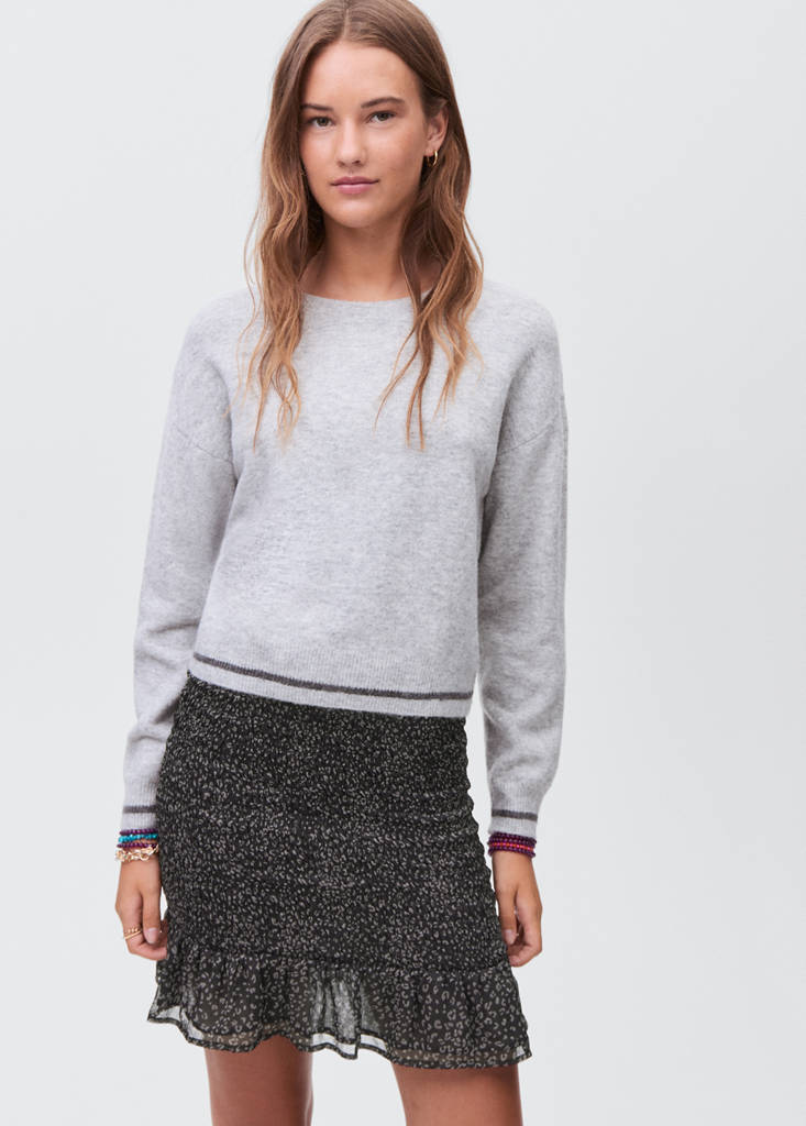 Leopard-print skirt with ruffles — Black