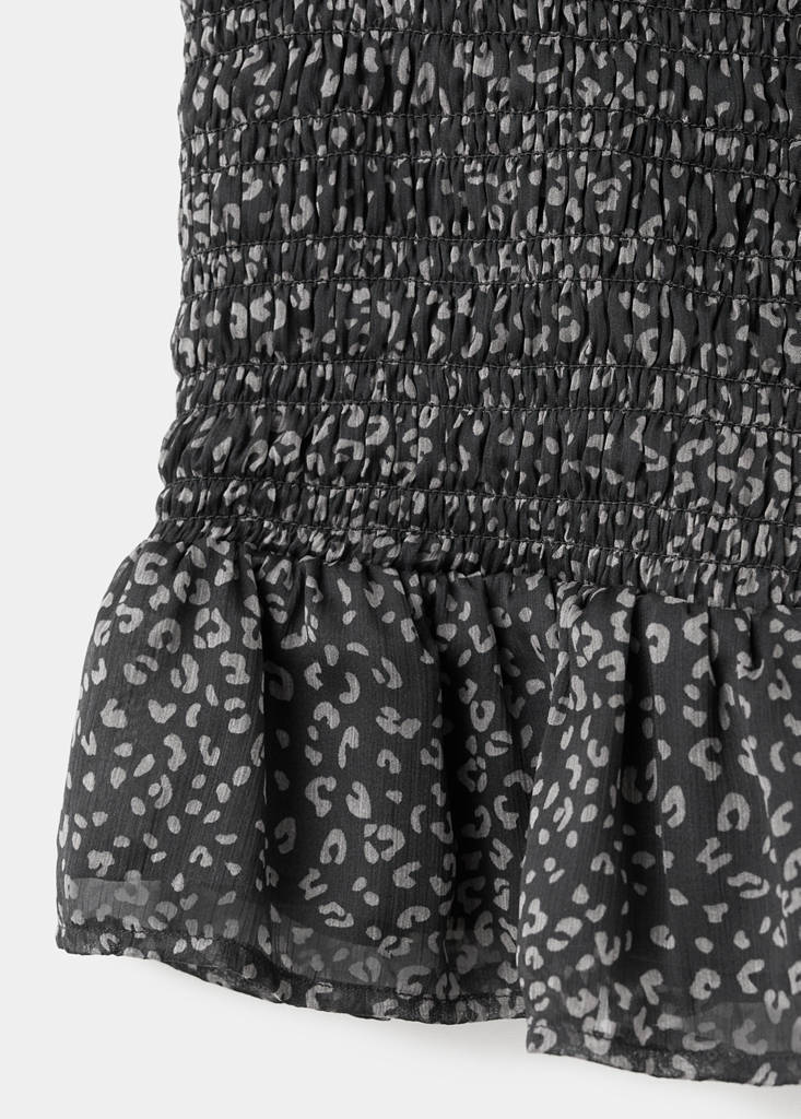Leopard-print skirt with ruffles — Black