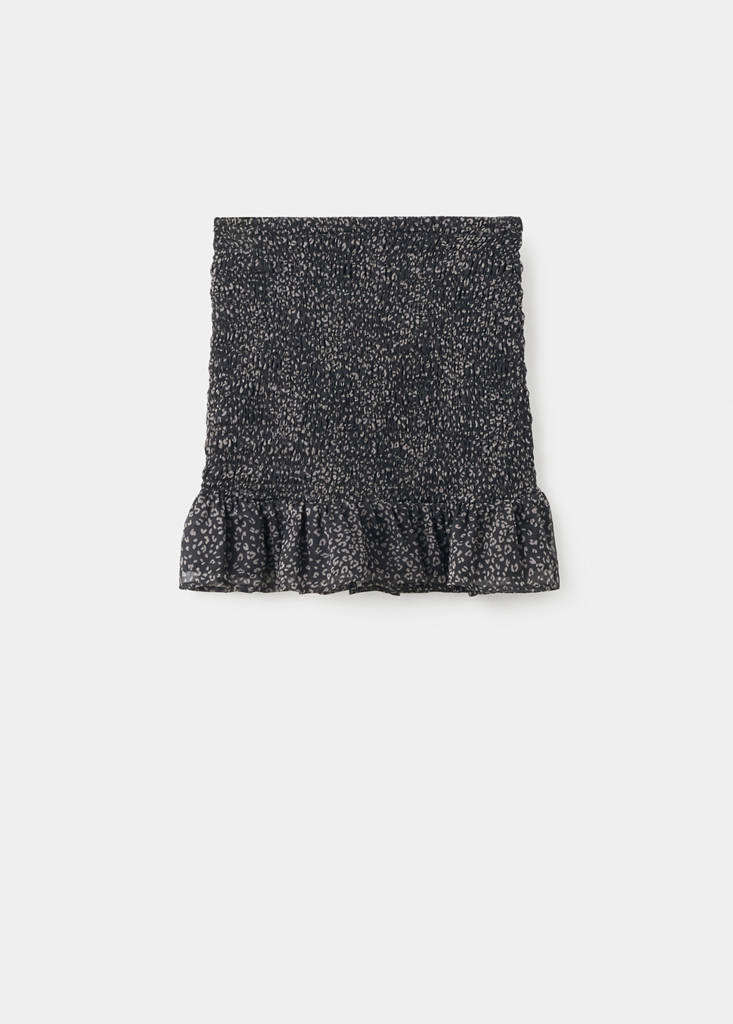 Leopard-print skirt with ruffles — Black