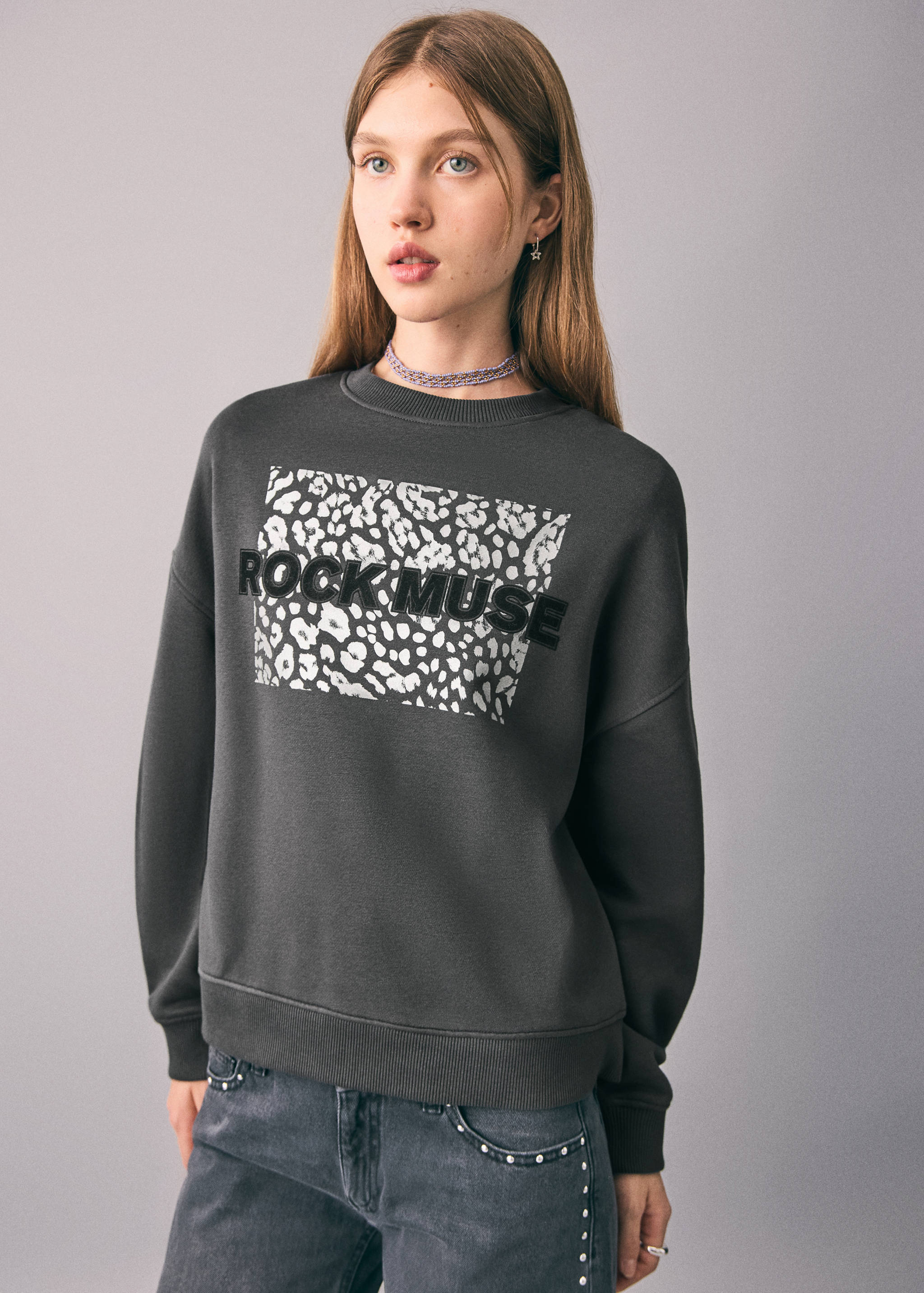 Printed cotton sweatshirt - Medium plane