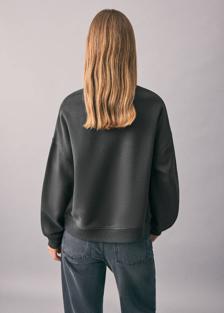 Printed cotton sweatshirt — Charcoal