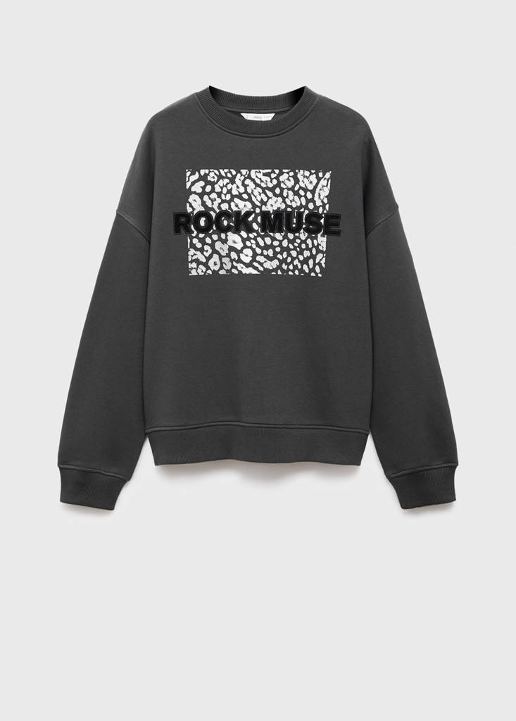 Printed cotton sweatshirt — Charcoal