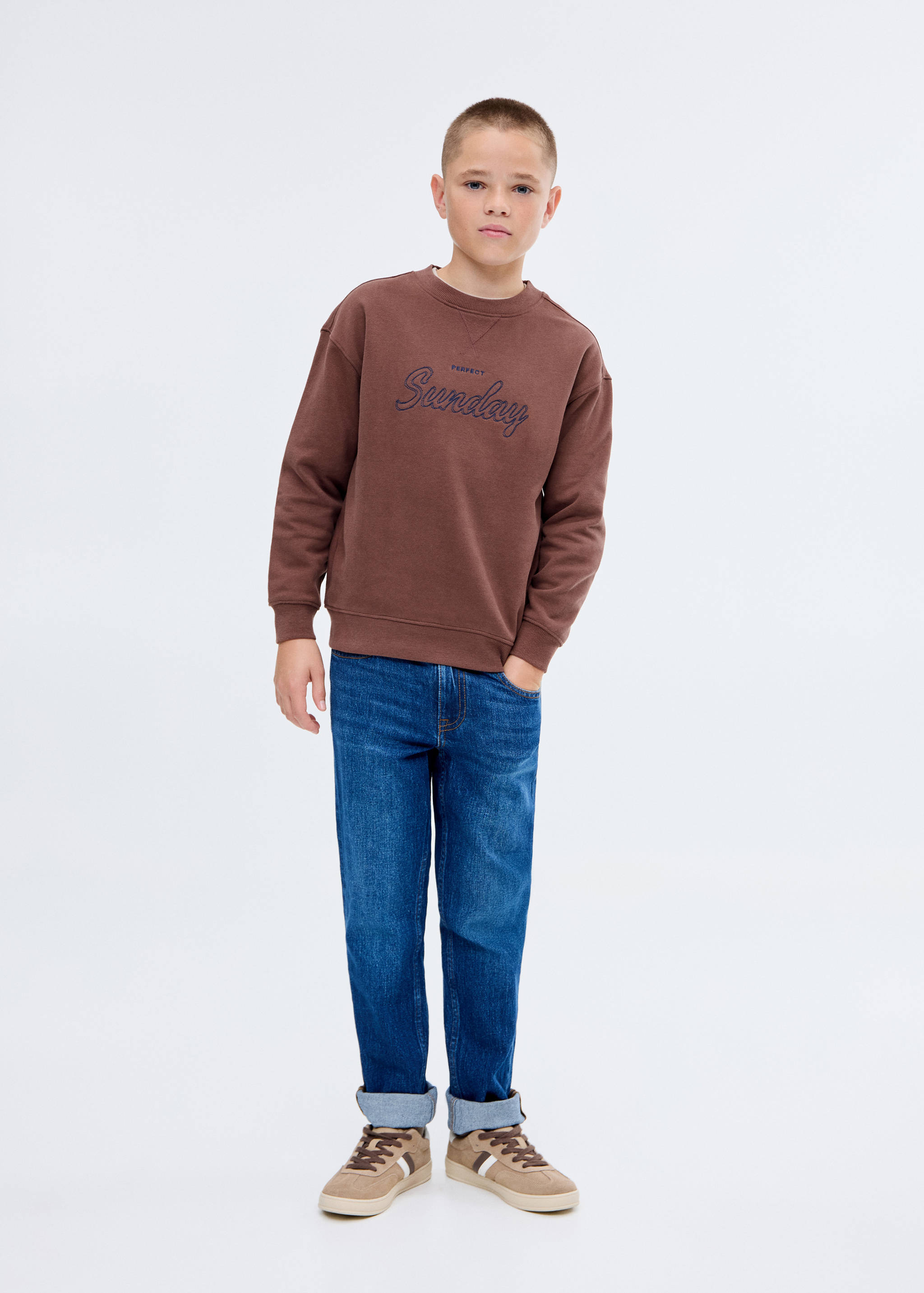 Embroidered cotton sweatshirt - General plane