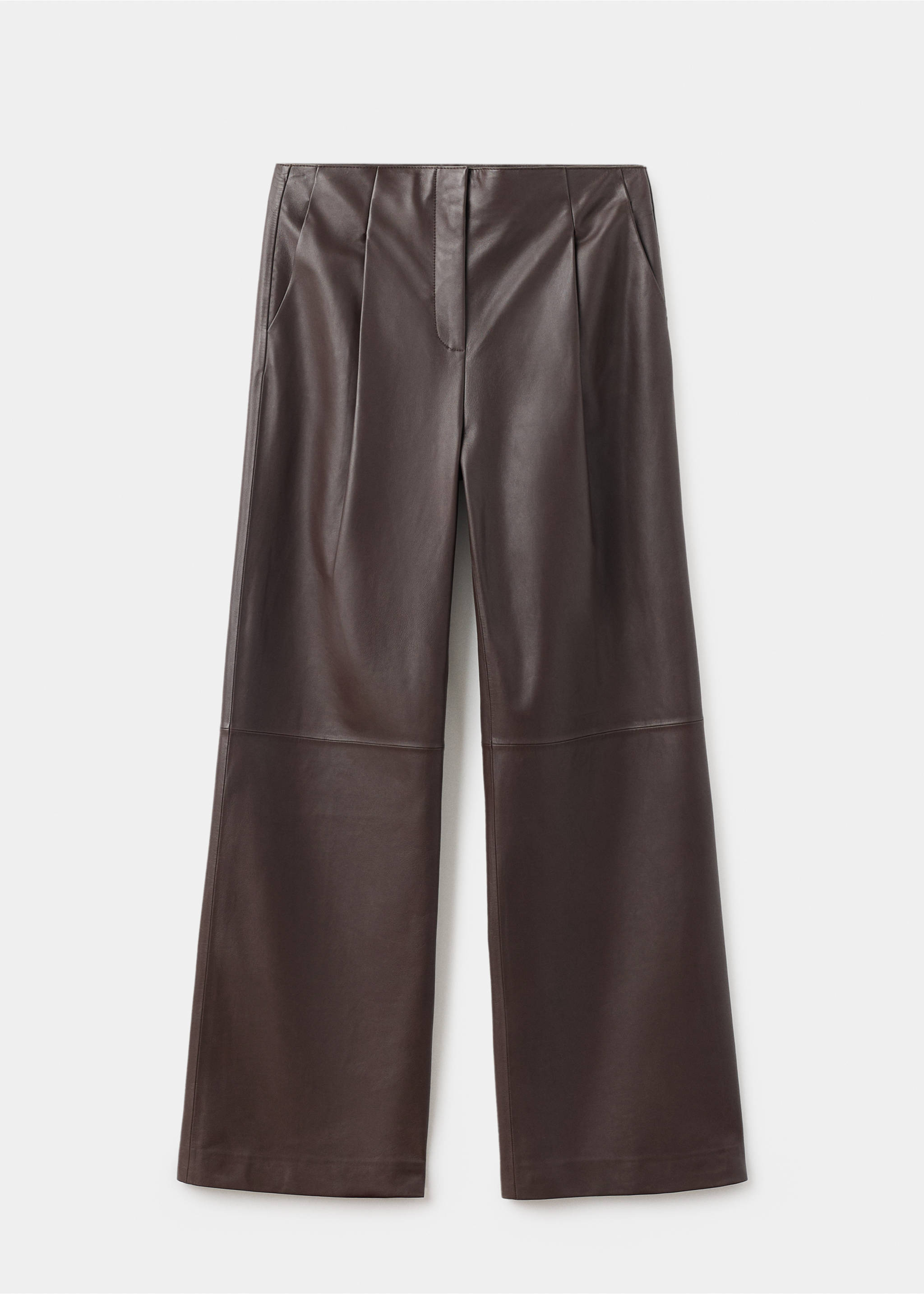 Pantalon droit 100% cuir - Article sans modèle, Marron. Ref: 17046345-00.