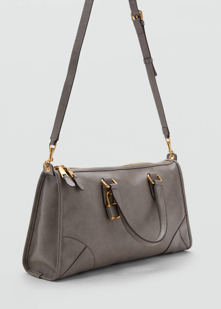 Shiny handbag with handles — Grey