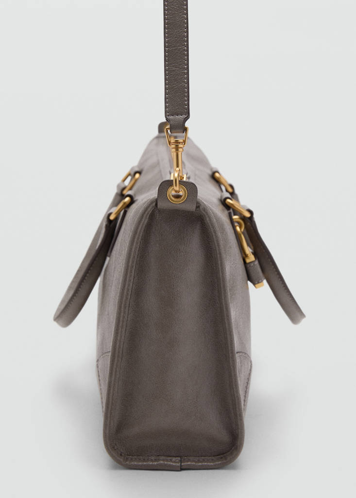 Shiny handbag with handles — Grey