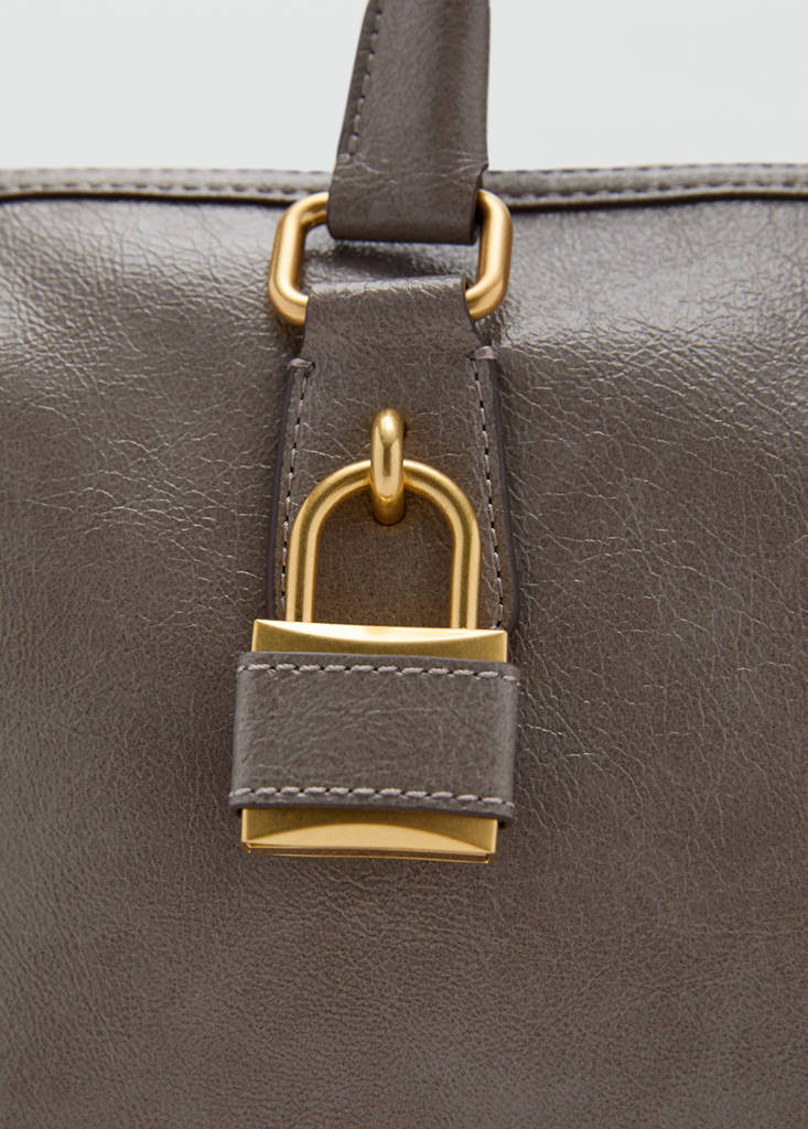 Shiny handbag with handles — Grey