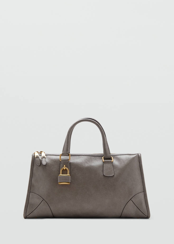 Shiny handbag with handles — Grey