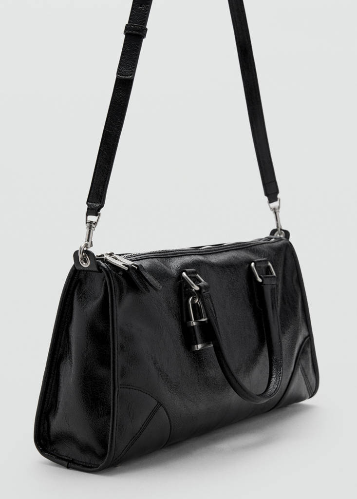 Shiny handbag with handles — Black