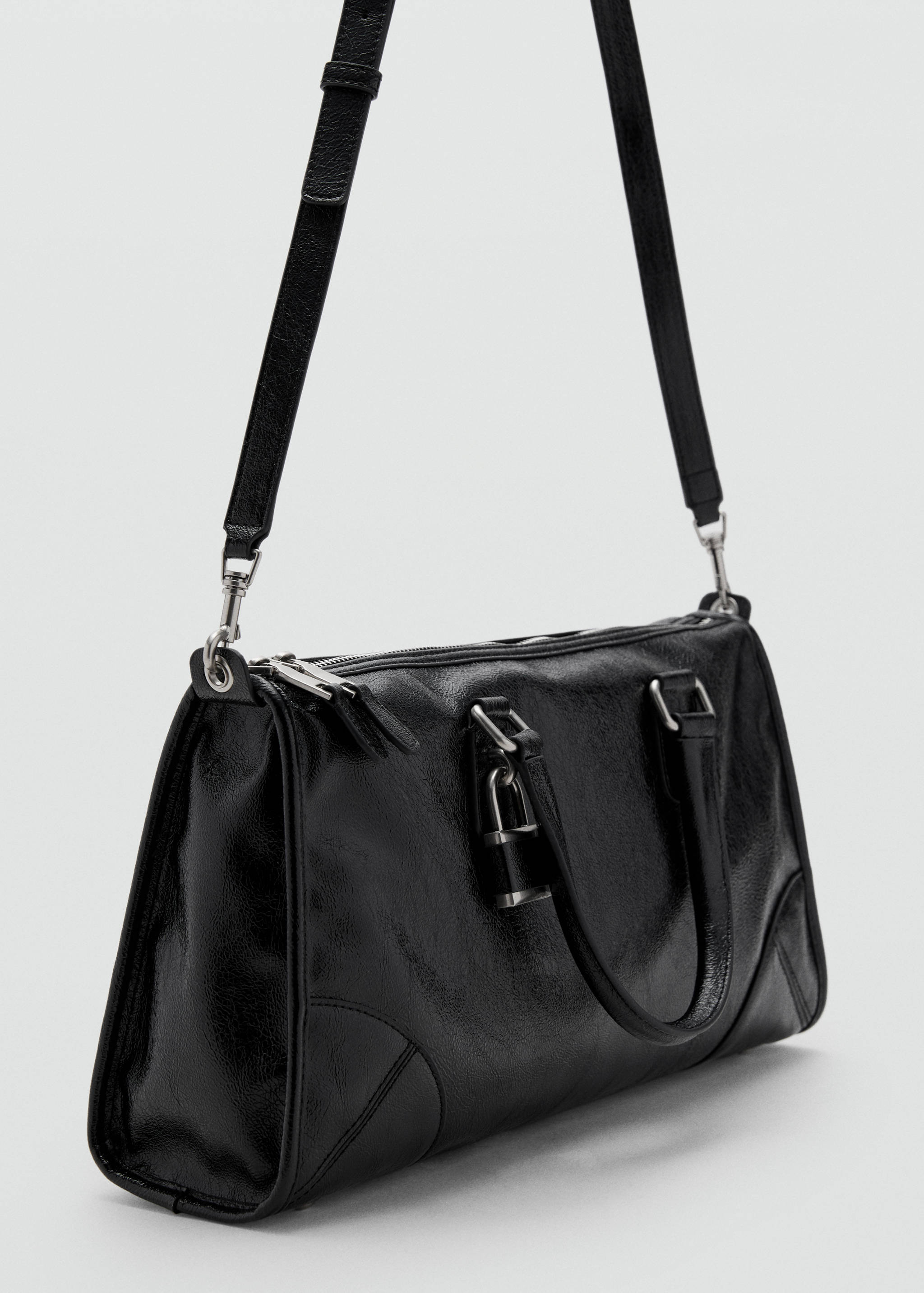 Shiny handbag with handles - Medium plane