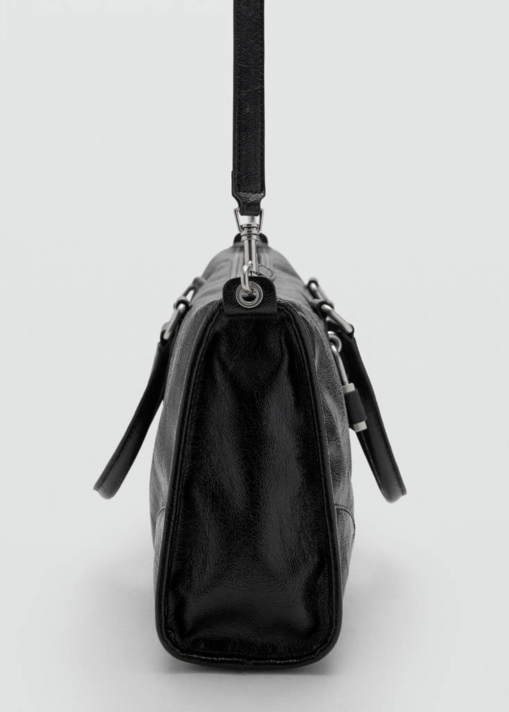 Shiny handbag with handles — Black