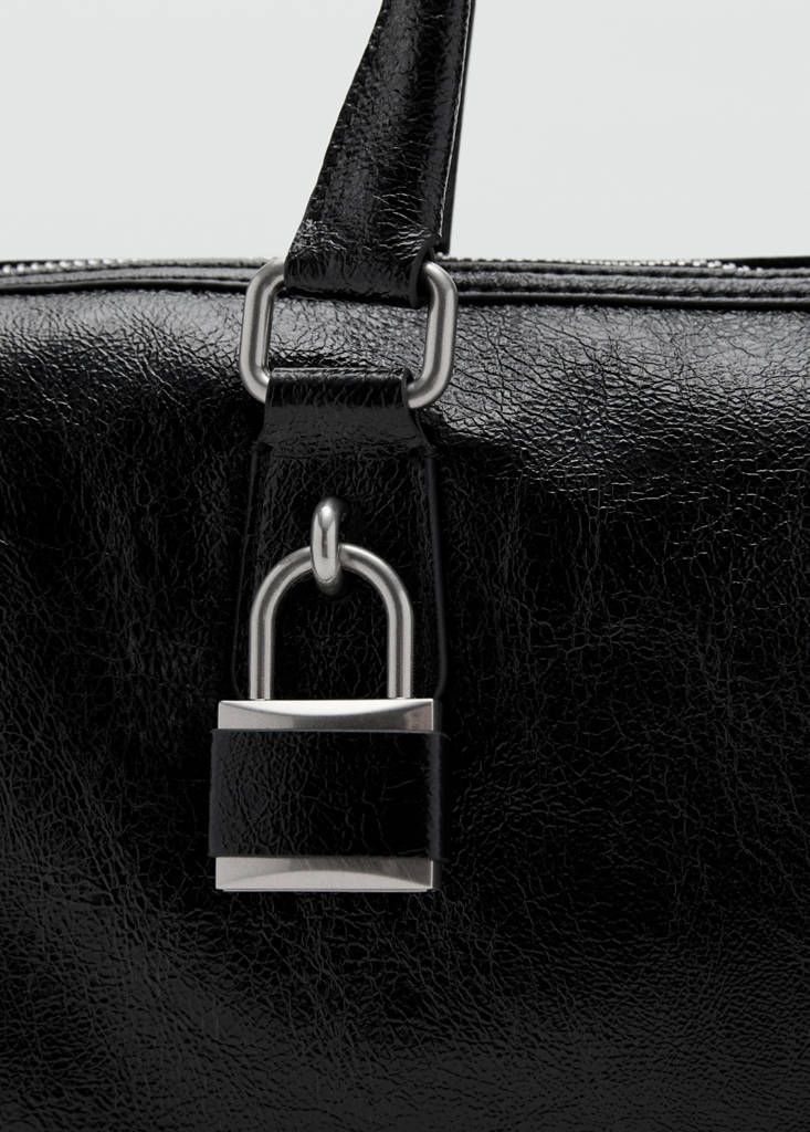 Shiny handbag with handles — Black