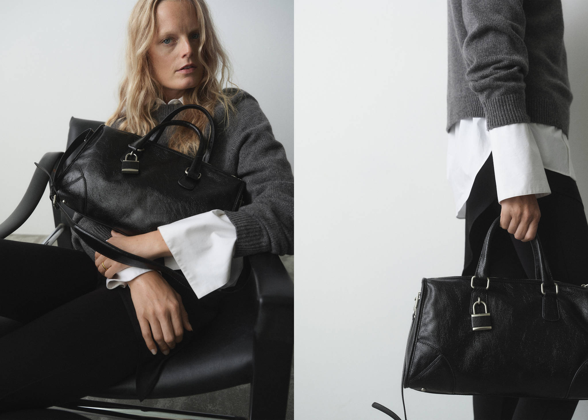 Shiny handbag with handles - Panoramic plane