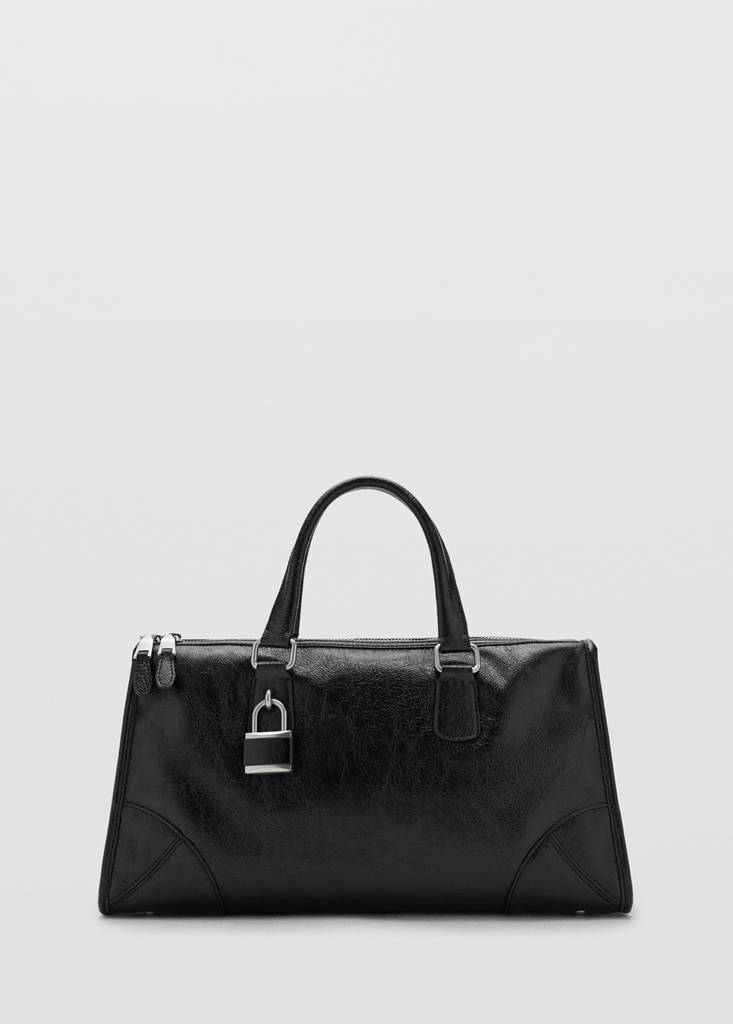 Shiny handbag with handles — Black
