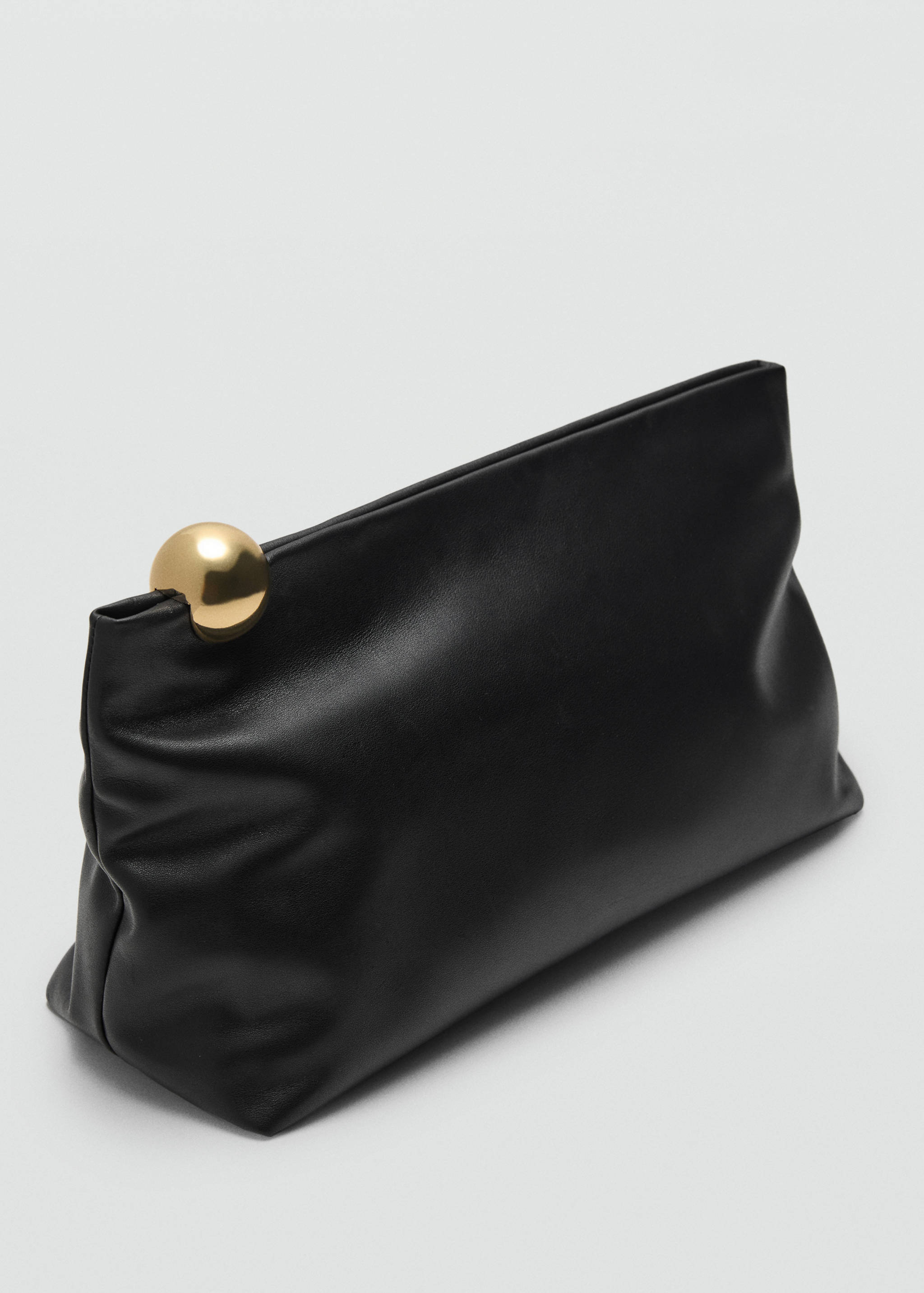 Leather clutch bag with metallic detail - Medium plane