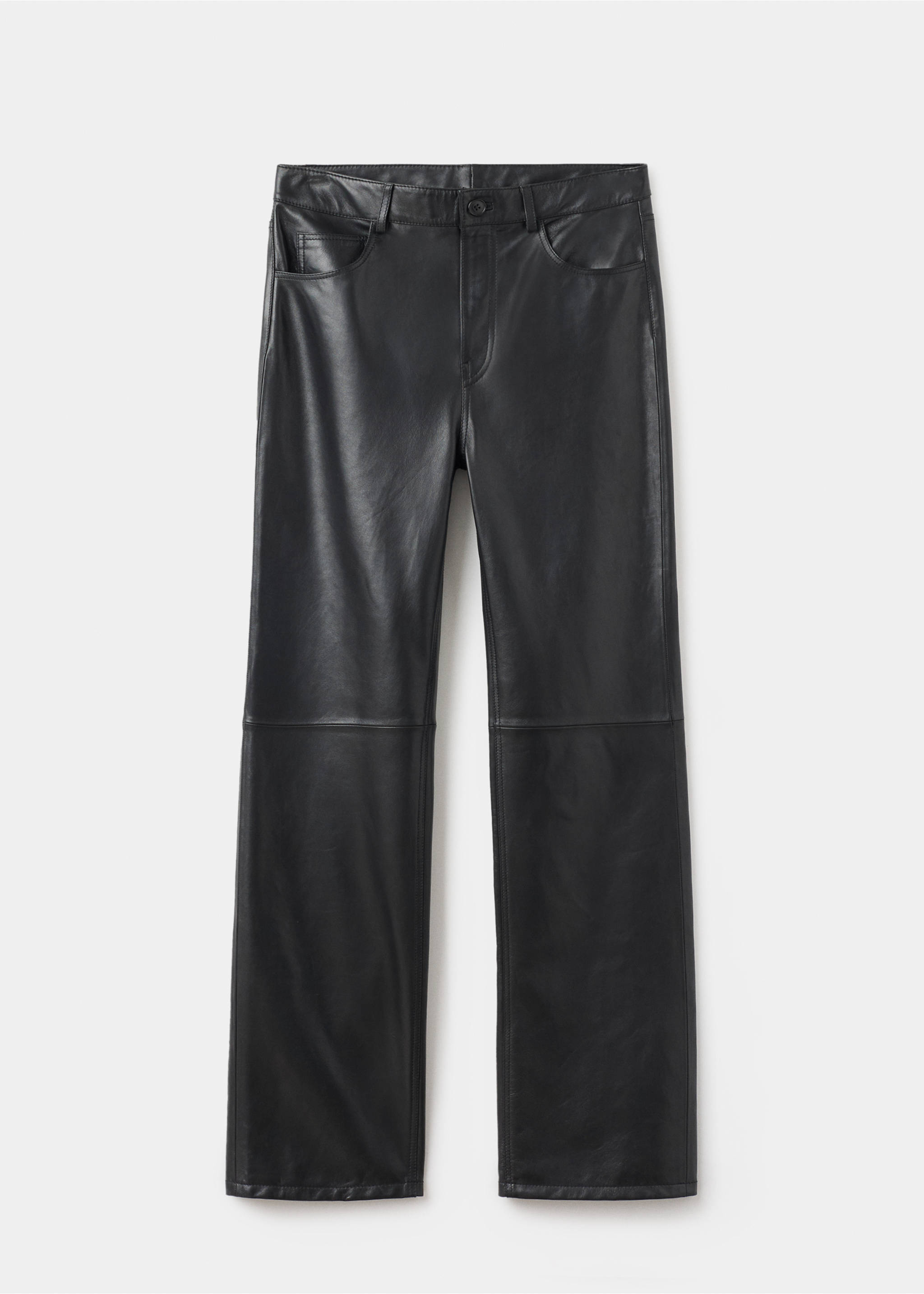 Pantalon droit 100% cuir - Article sans modèle, Noir. Ref: 17046358-00.