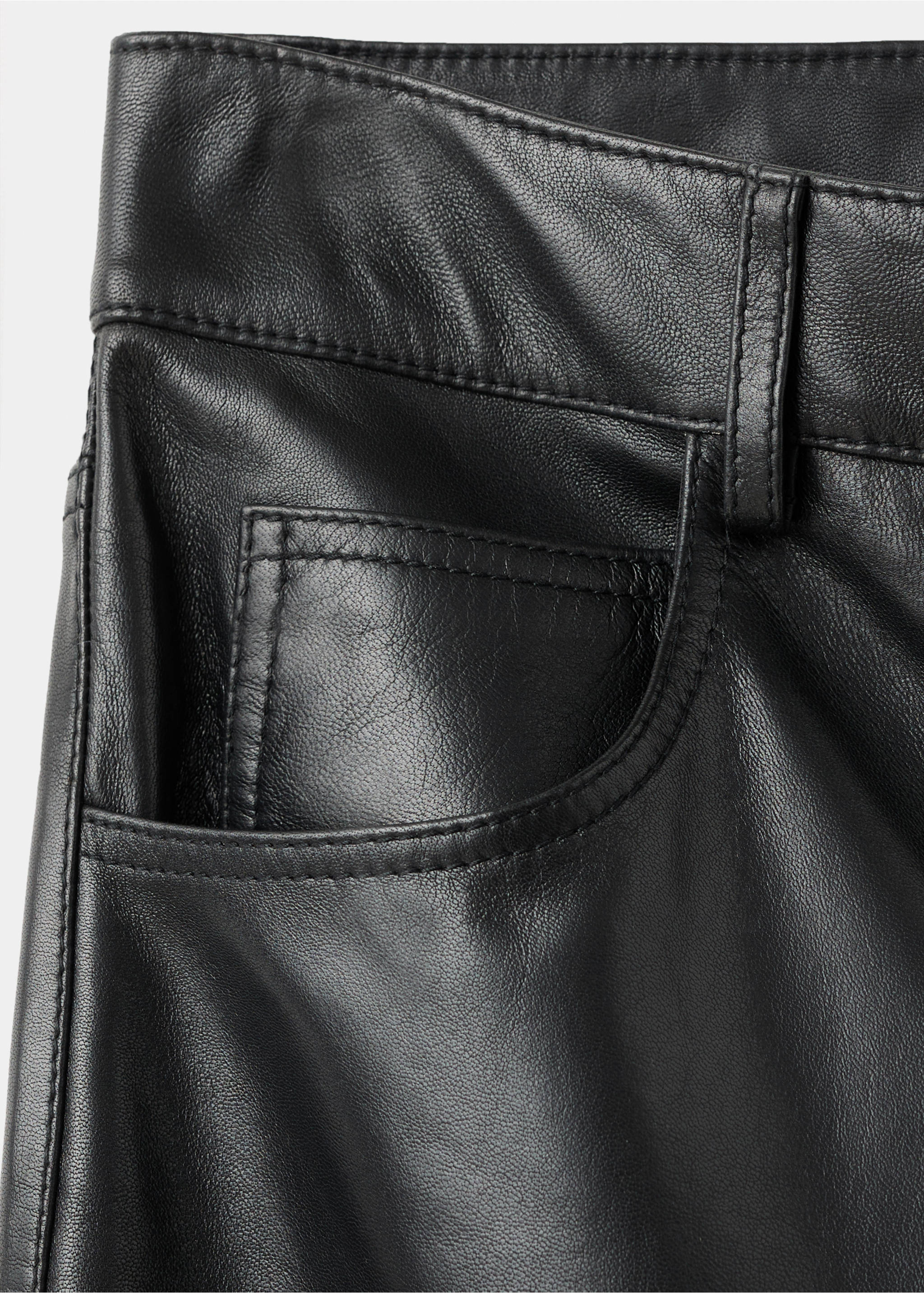 Pantalon droit 100% cuir - Détail de l'article 8, Noir. Ref: 17046358-00.