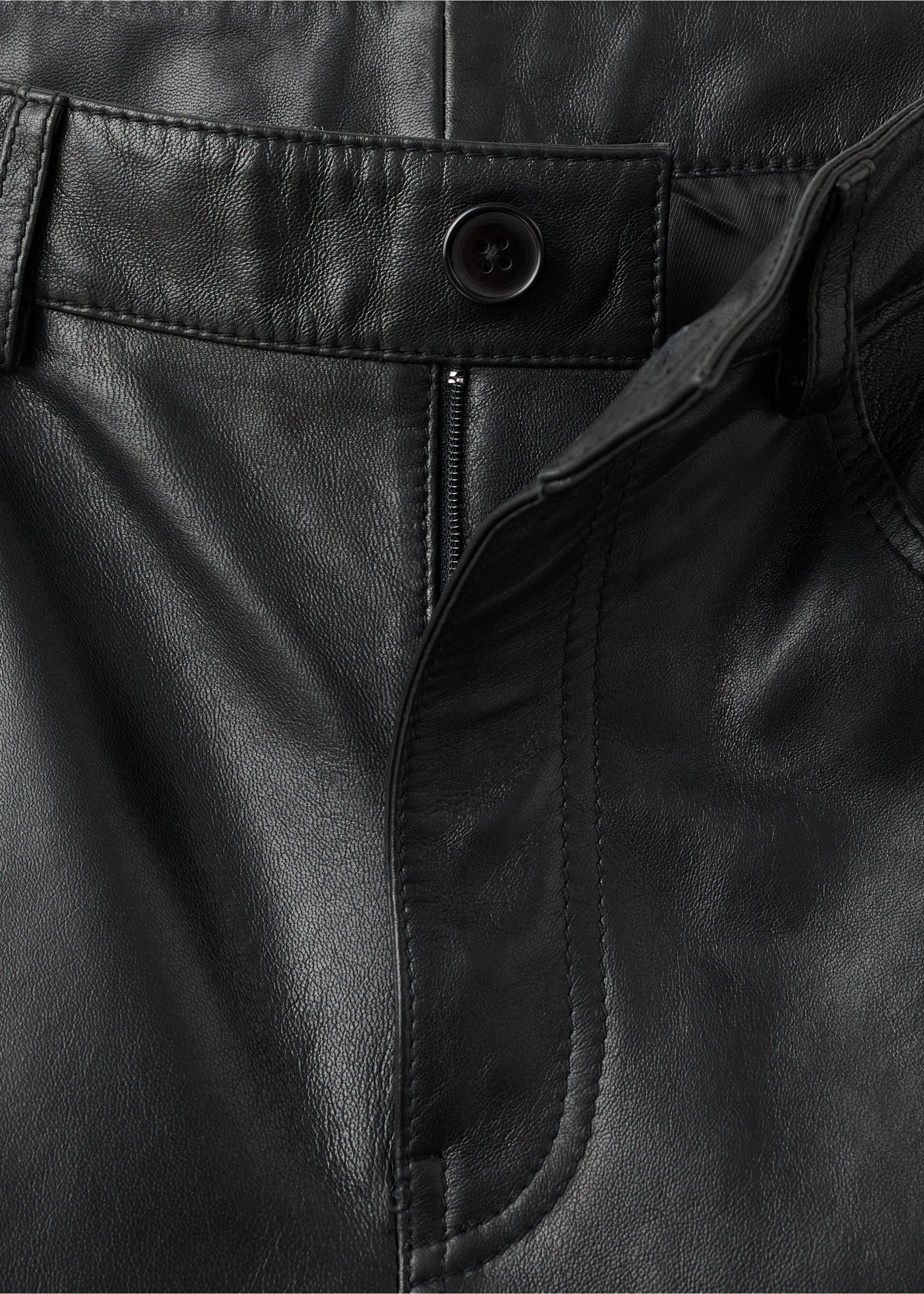 Pantalon droit 100% cuir - Détail de l'article 0, Noir. Ref: 17046358-00.