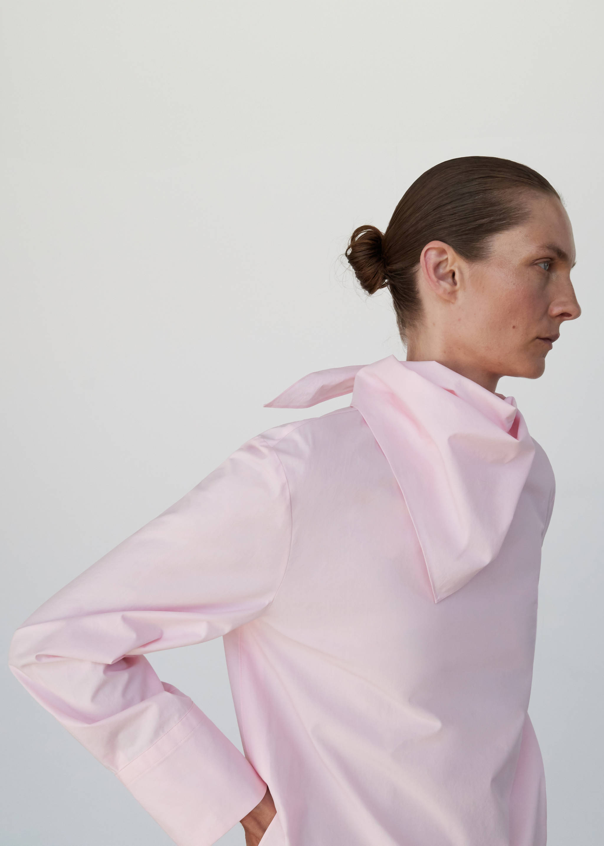 Poplin blouse with handkerchief - Medium plane