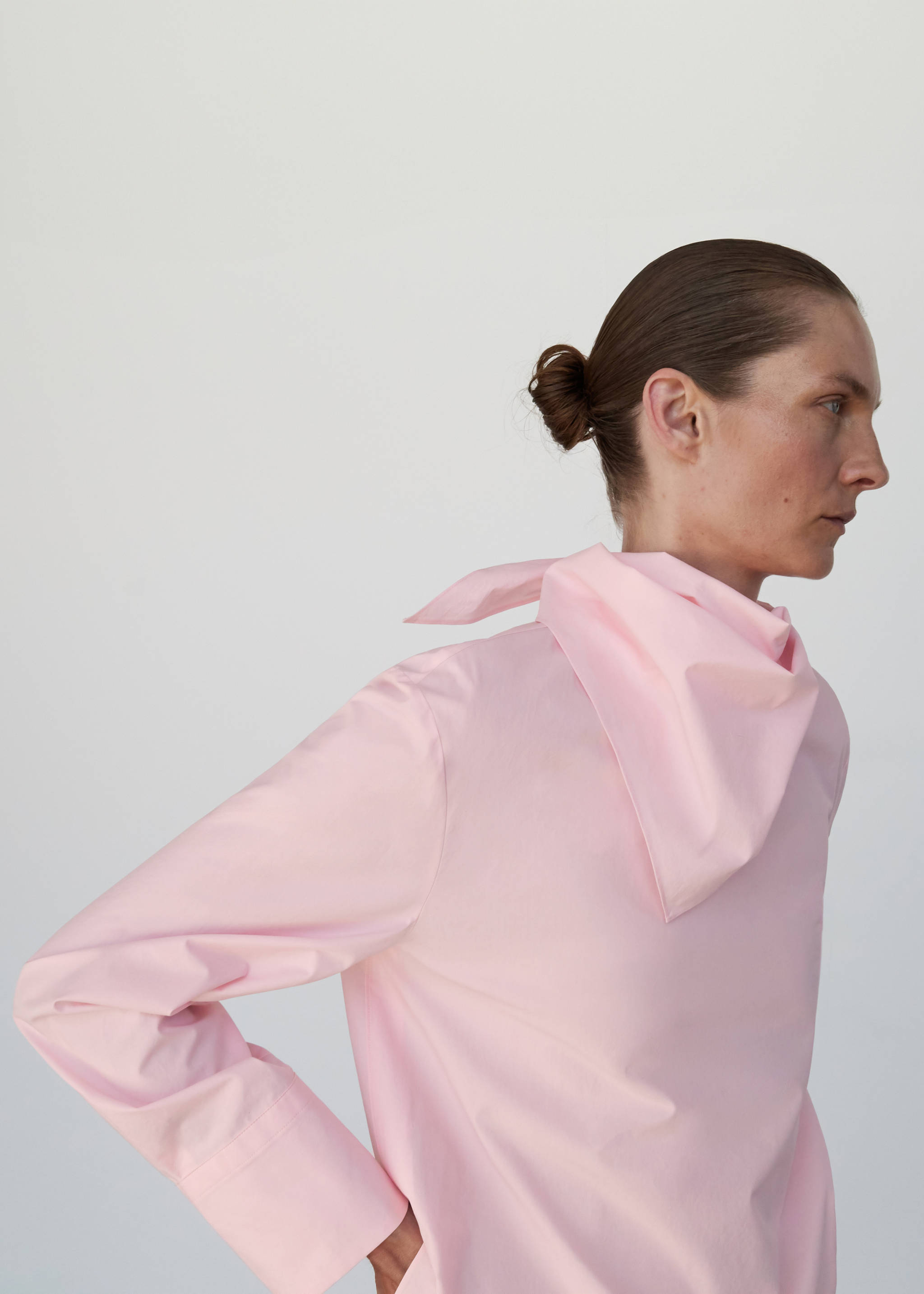 Poplin blouse with handkerchief - Medium plane