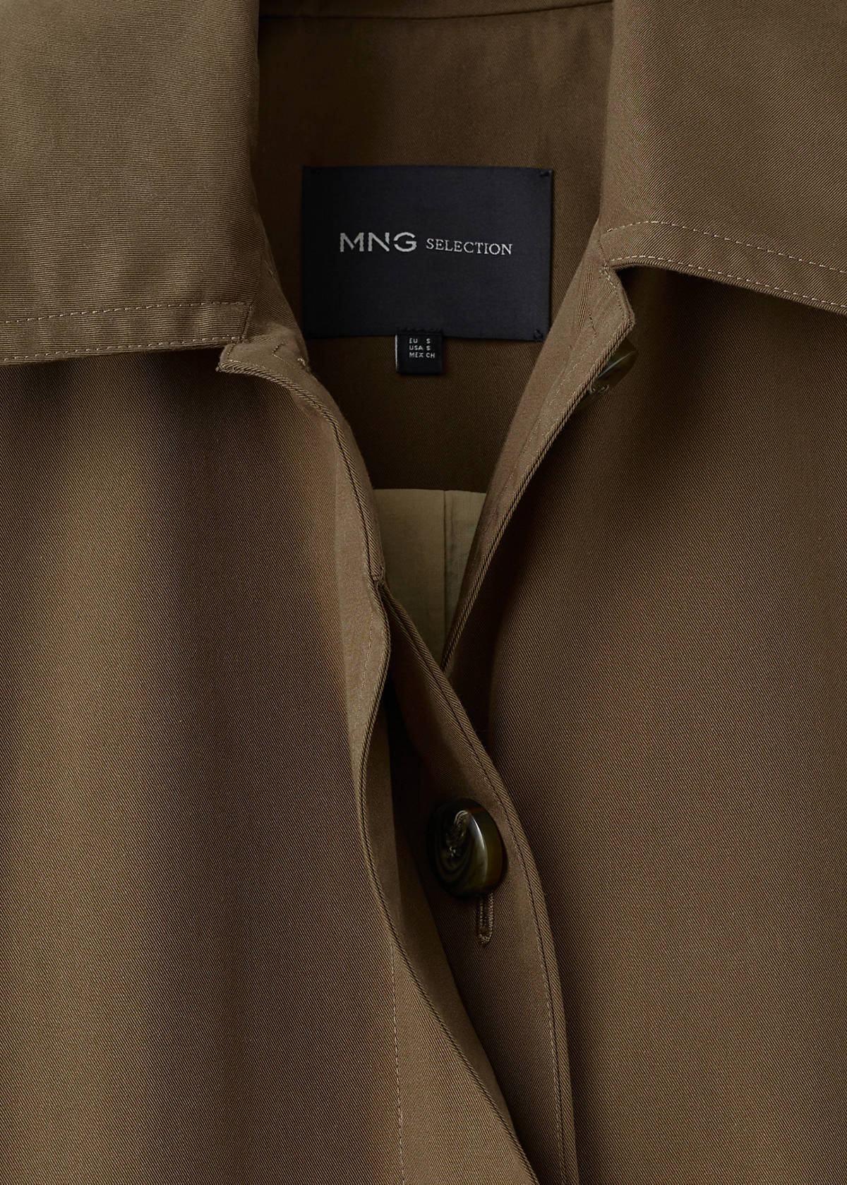 Long cotton trench coat with concealed buttons — Medium Brown