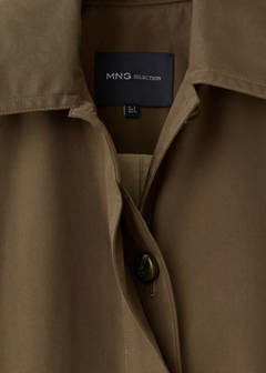 Long cotton trench coat with concealed buttons — Medium Brown 6