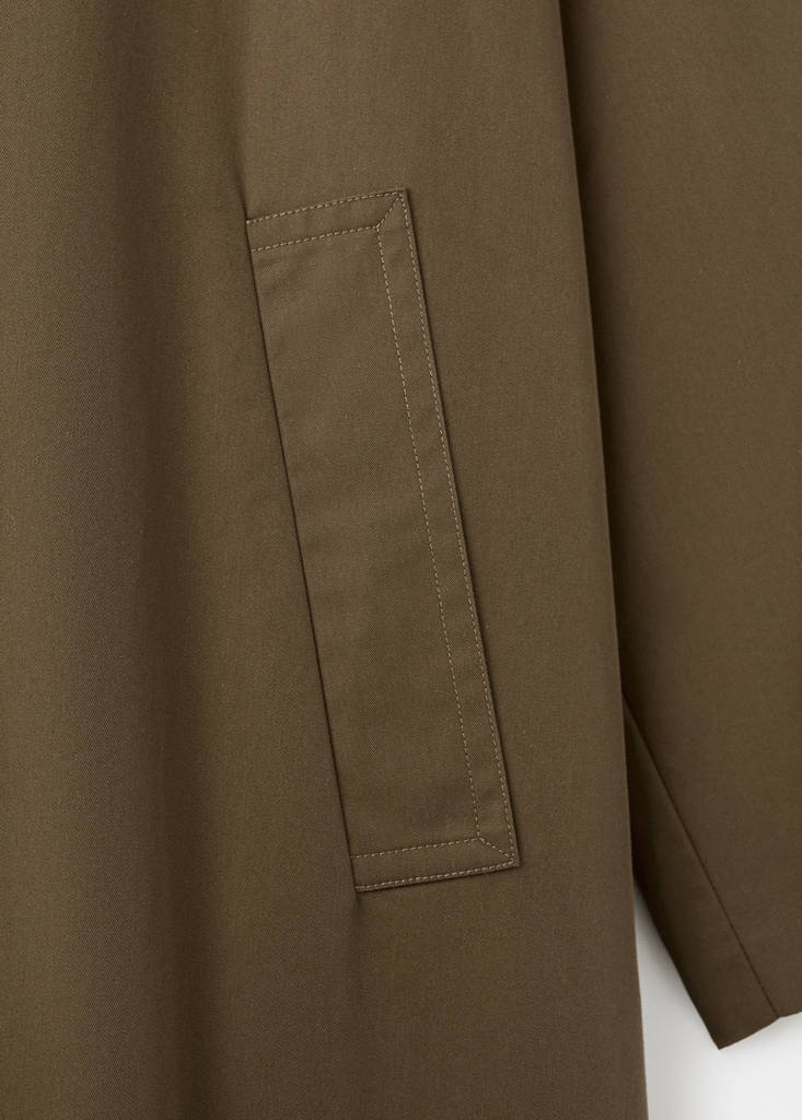 Long cotton trench coat with concealed buttons — Medium Brown