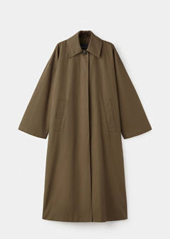 Long cotton trench coat with concealed buttons — Medium Brown 5