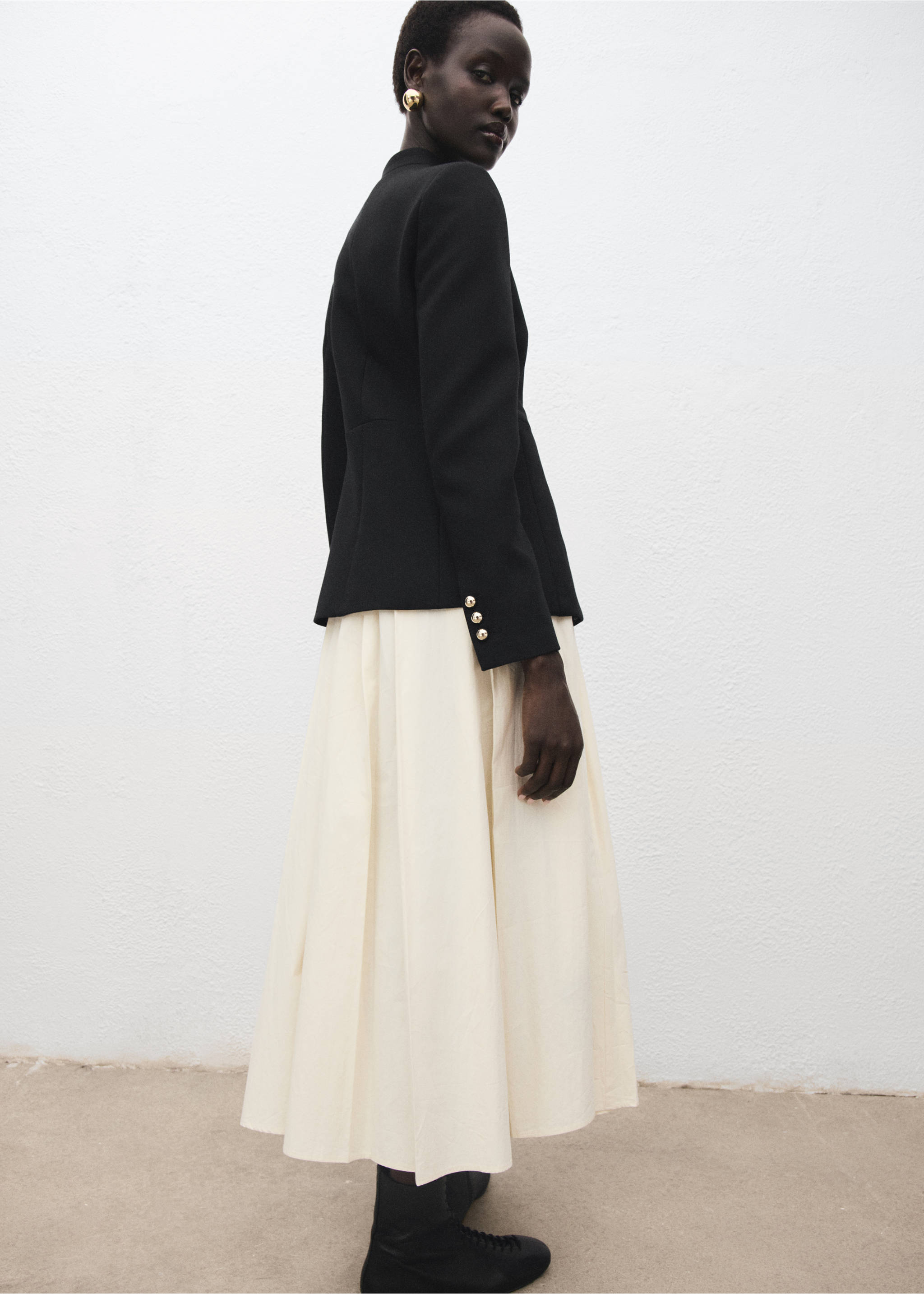 Jacket with jewel-button strip collar - Reverse of the article, Black. Ref: 17046362-00.