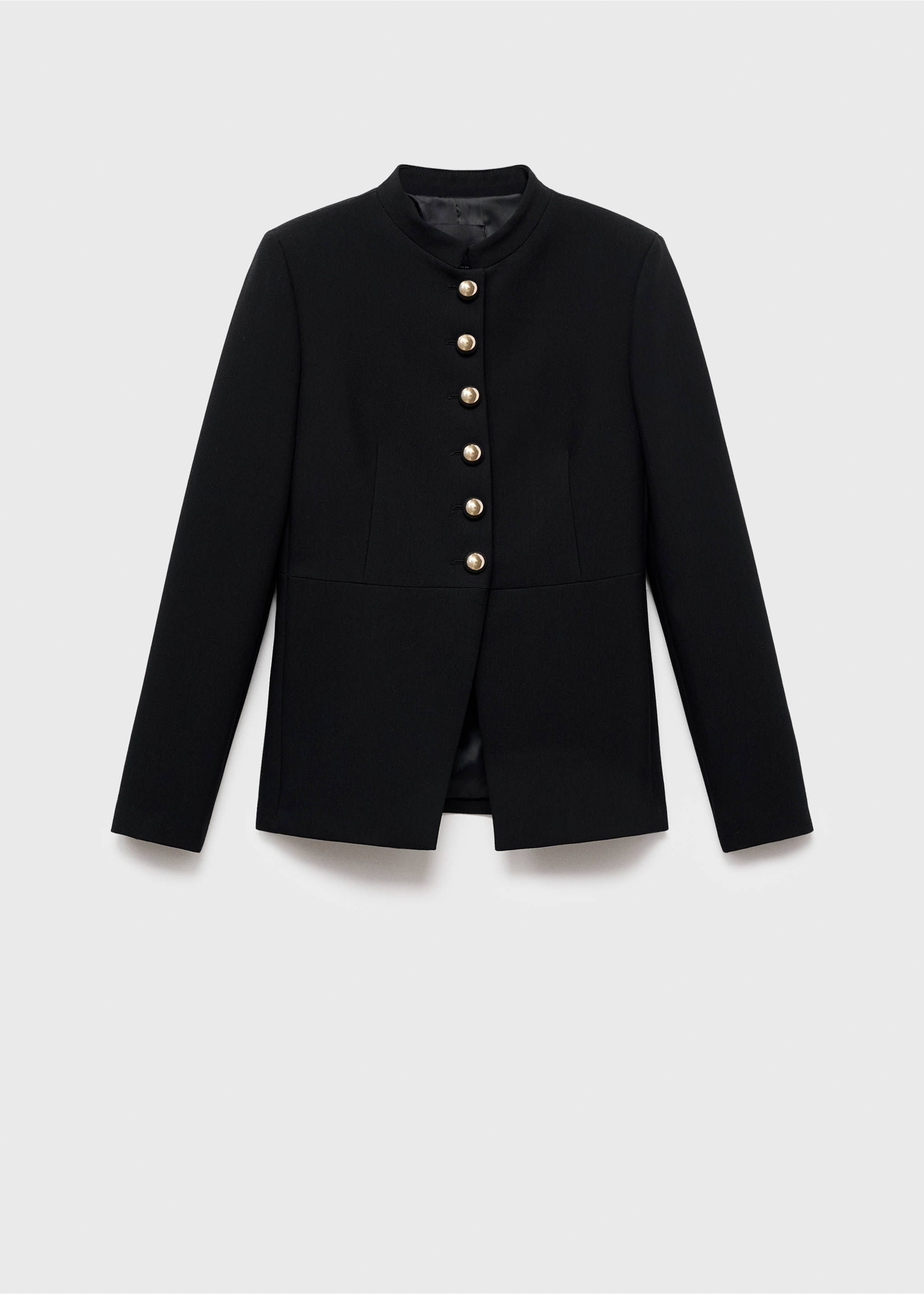 Jacket with jewel-button strip collar - Article without model, Black. Ref: 17046362-00.