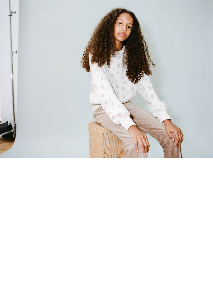 Leopard cotton sweatshirt — Sand