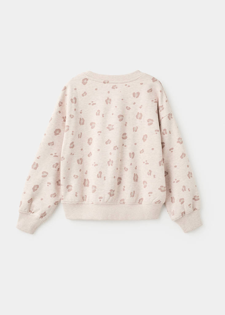 Leopard cotton sweatshirt — Sand