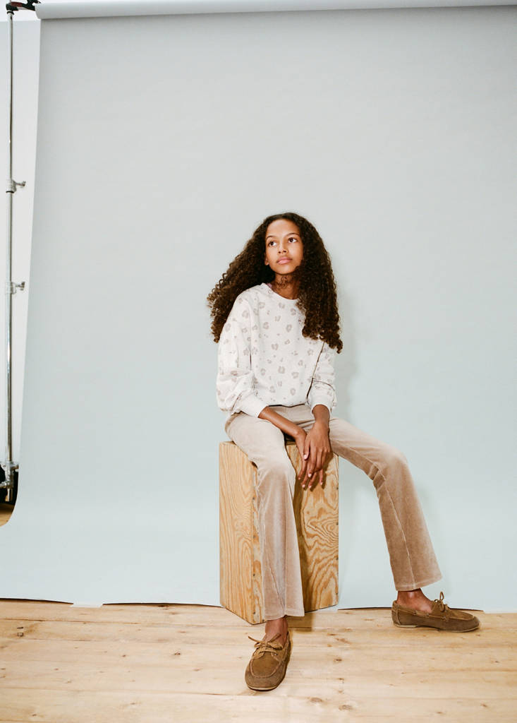 Leopard cotton sweatshirt — Sand