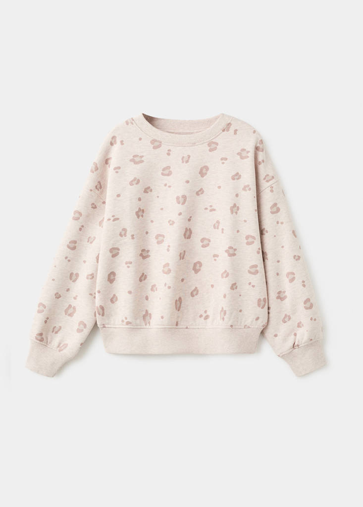 Leopard cotton sweatshirt — Sand