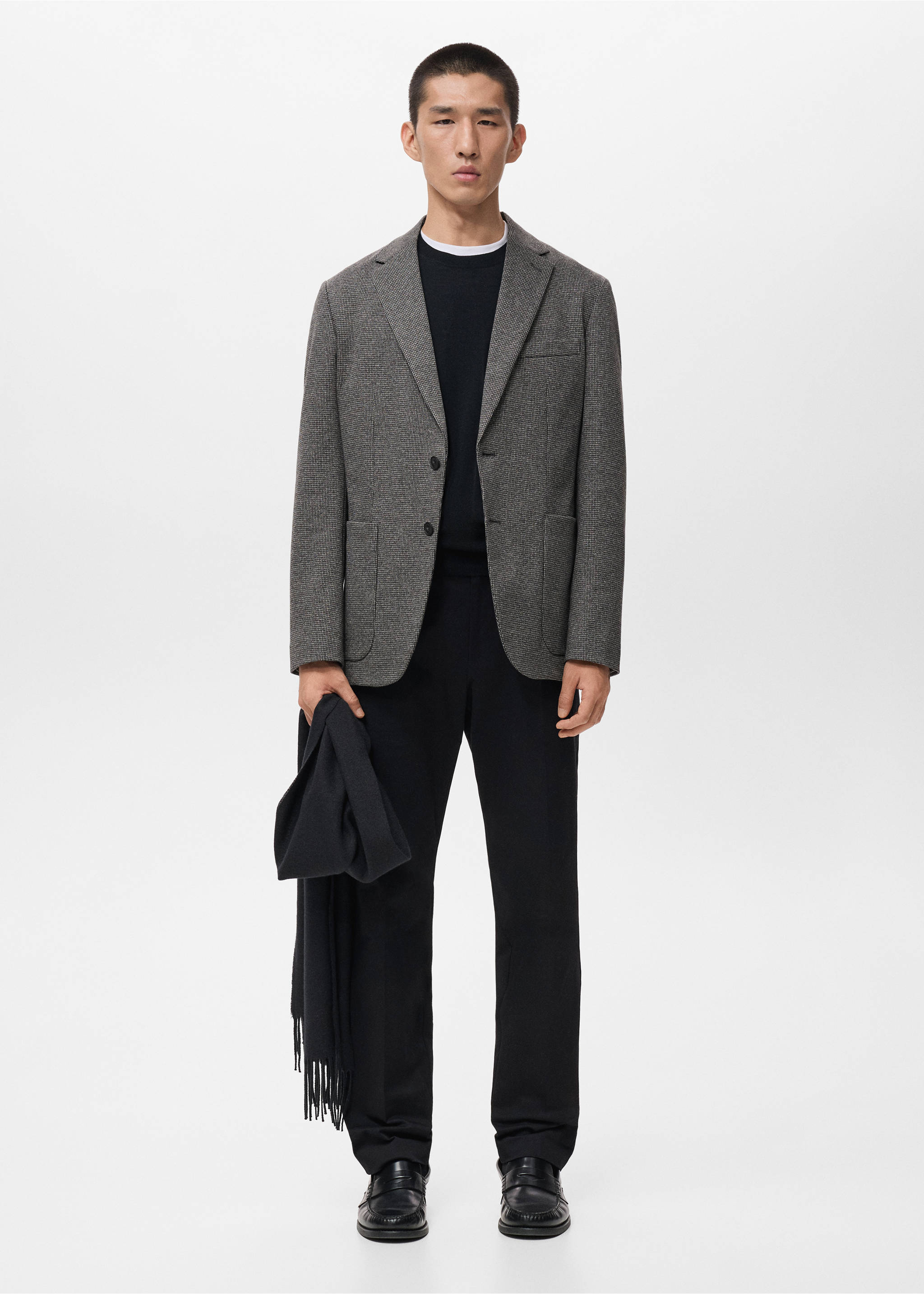 Americana slim fit microestructura - Plano general, Gris medio vigoré. Ref: 17046732-00.