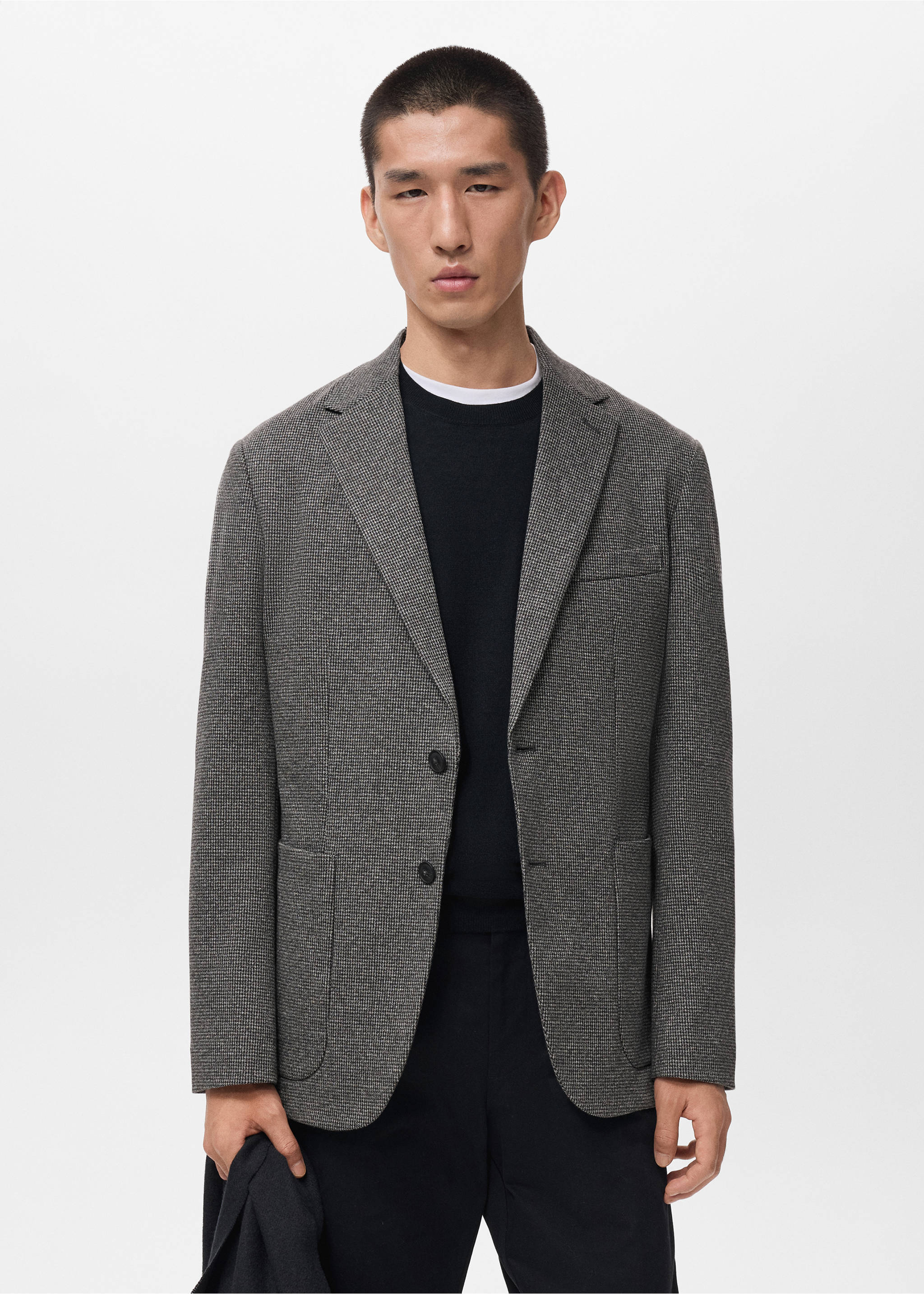 Americana slim fit microestructura - Plano medio, Gris medio vigoré. Ref: 17046732-00.