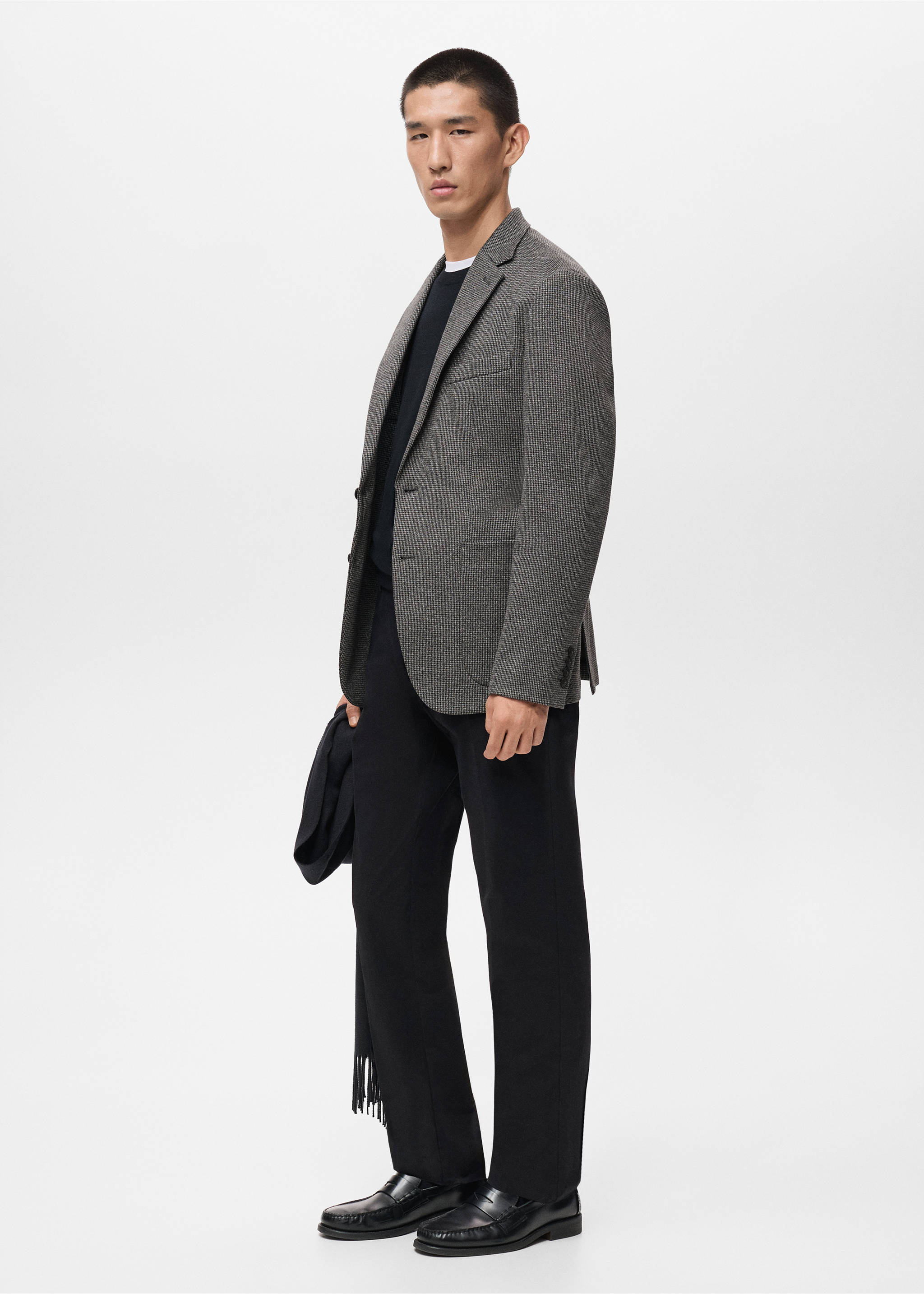 Americana slim fit microestructura - Detalle del artículo 2, Gris medio vigoré. Ref: 17046732-00.