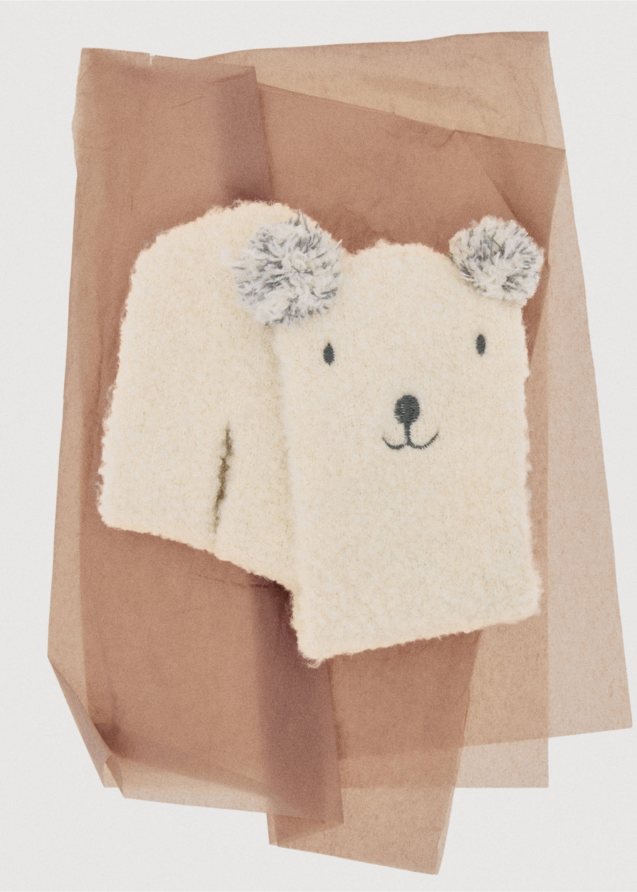 Bear knitted scarf - Details of the article 7, Ecru. Ref: 17046741-00.