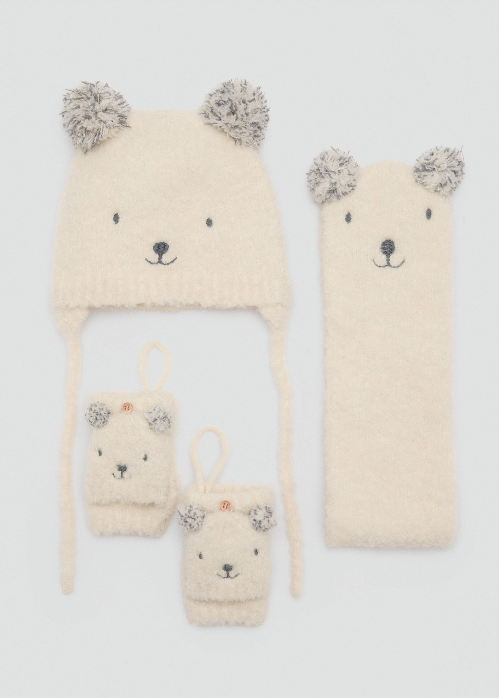 Bear knitted scarf - Details of the article 2, Ecru. Ref: 17046741-00.