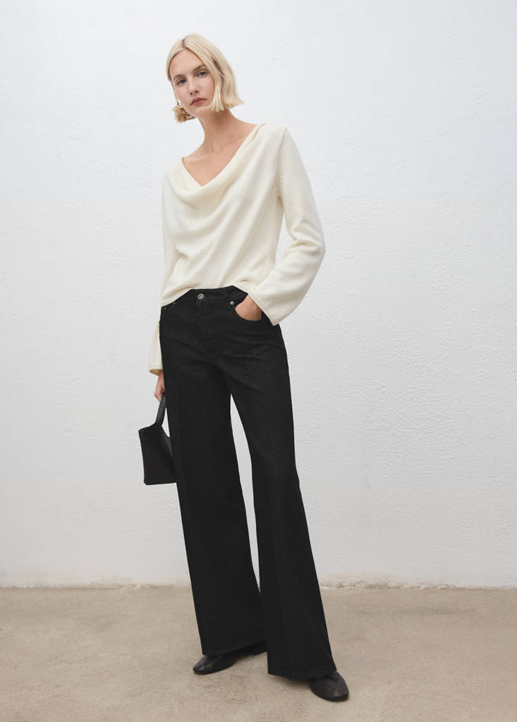Straight low-waist jeans — Black