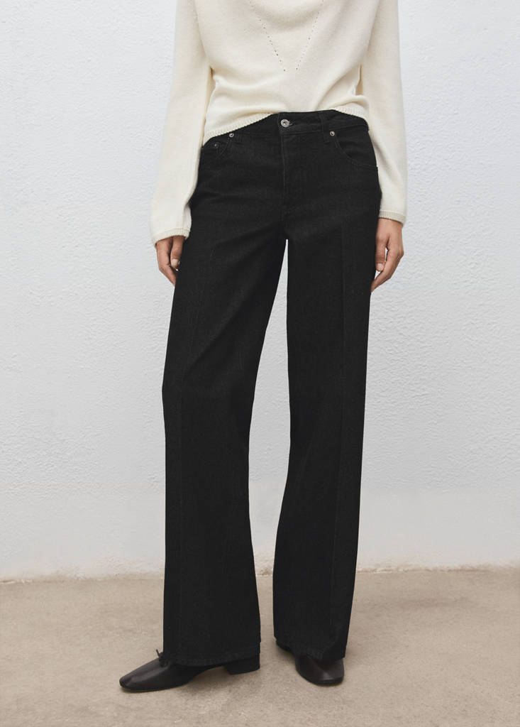 Straight low-waist jeans — Black