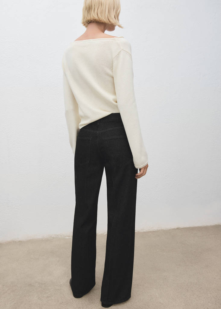 Straight low-waist jeans — Black