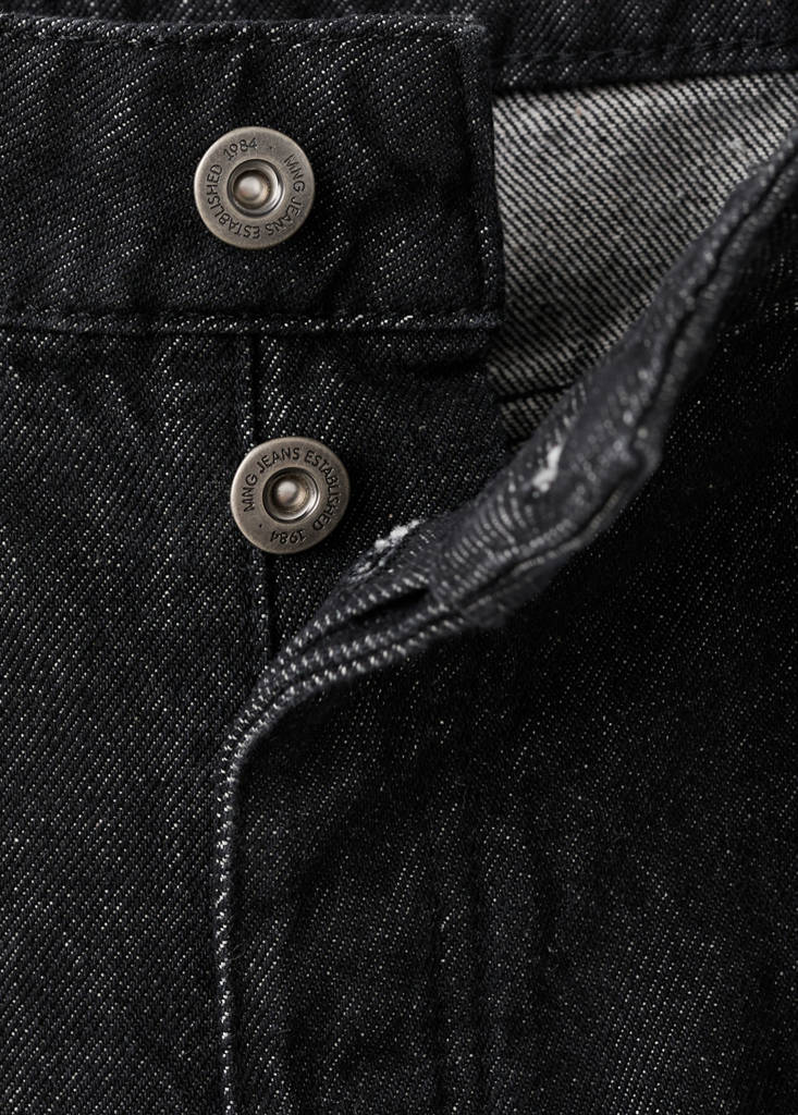 Straight low-waist jeans — Black
