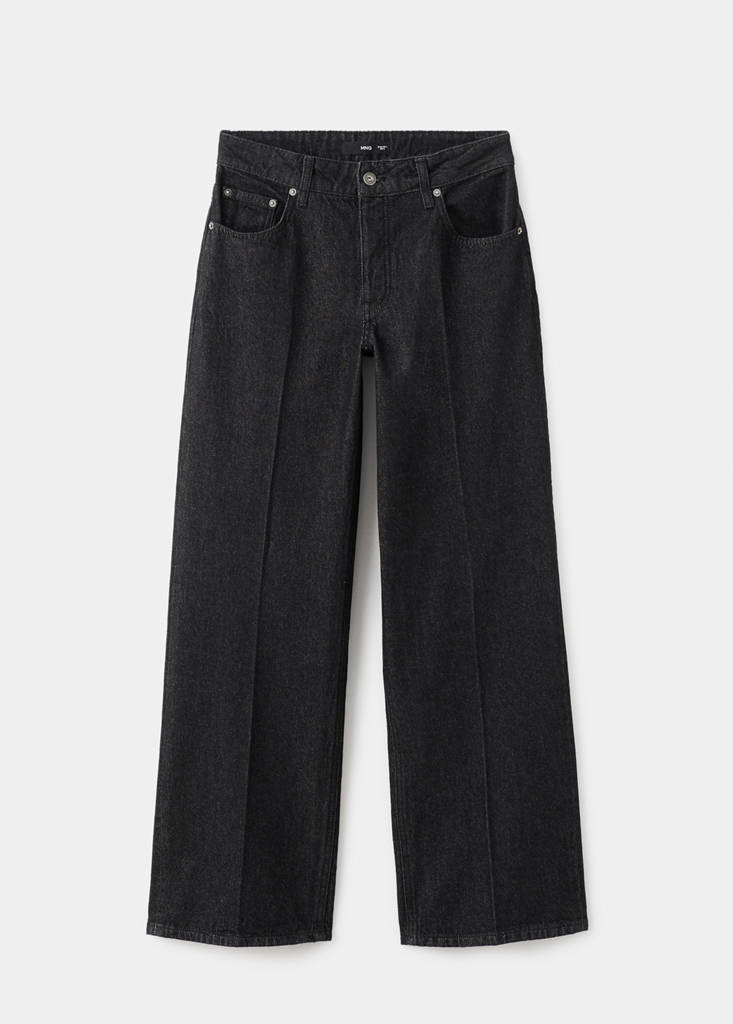 Straight low-waist jeans — Black