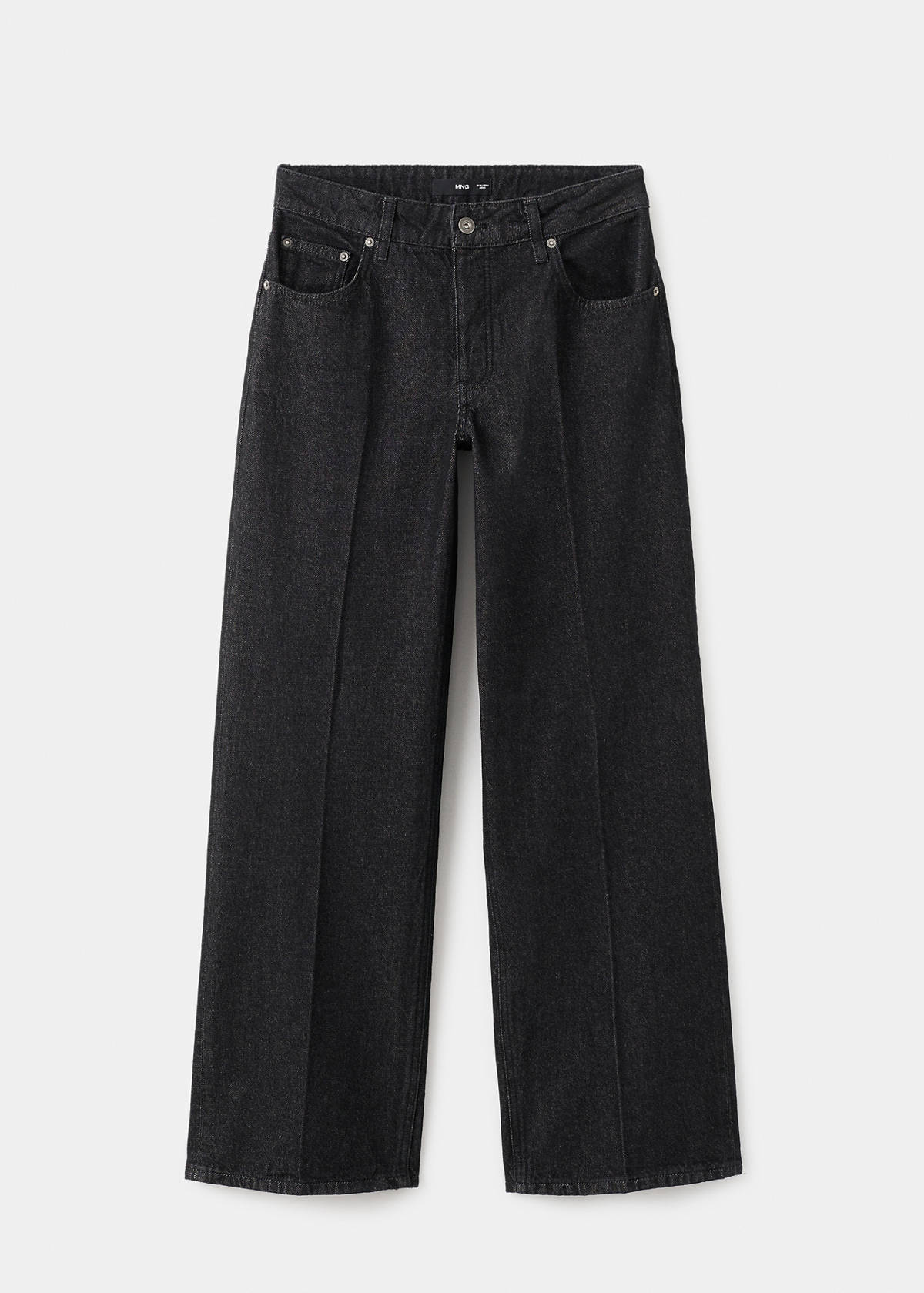Straight low-waist jeans — Black