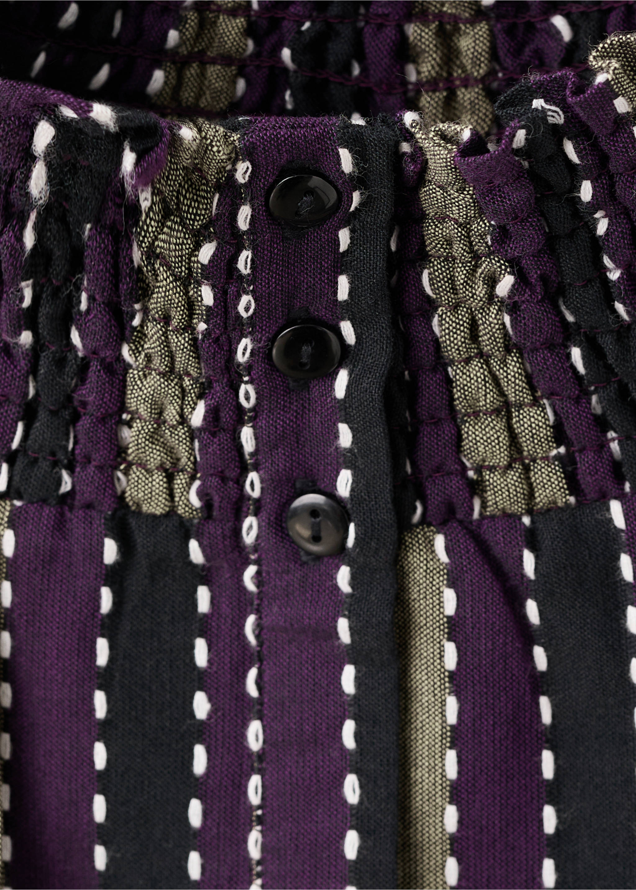 Striped blouse with embroidered details - Details of the article 8, Purple. Ref: 17047124-00.