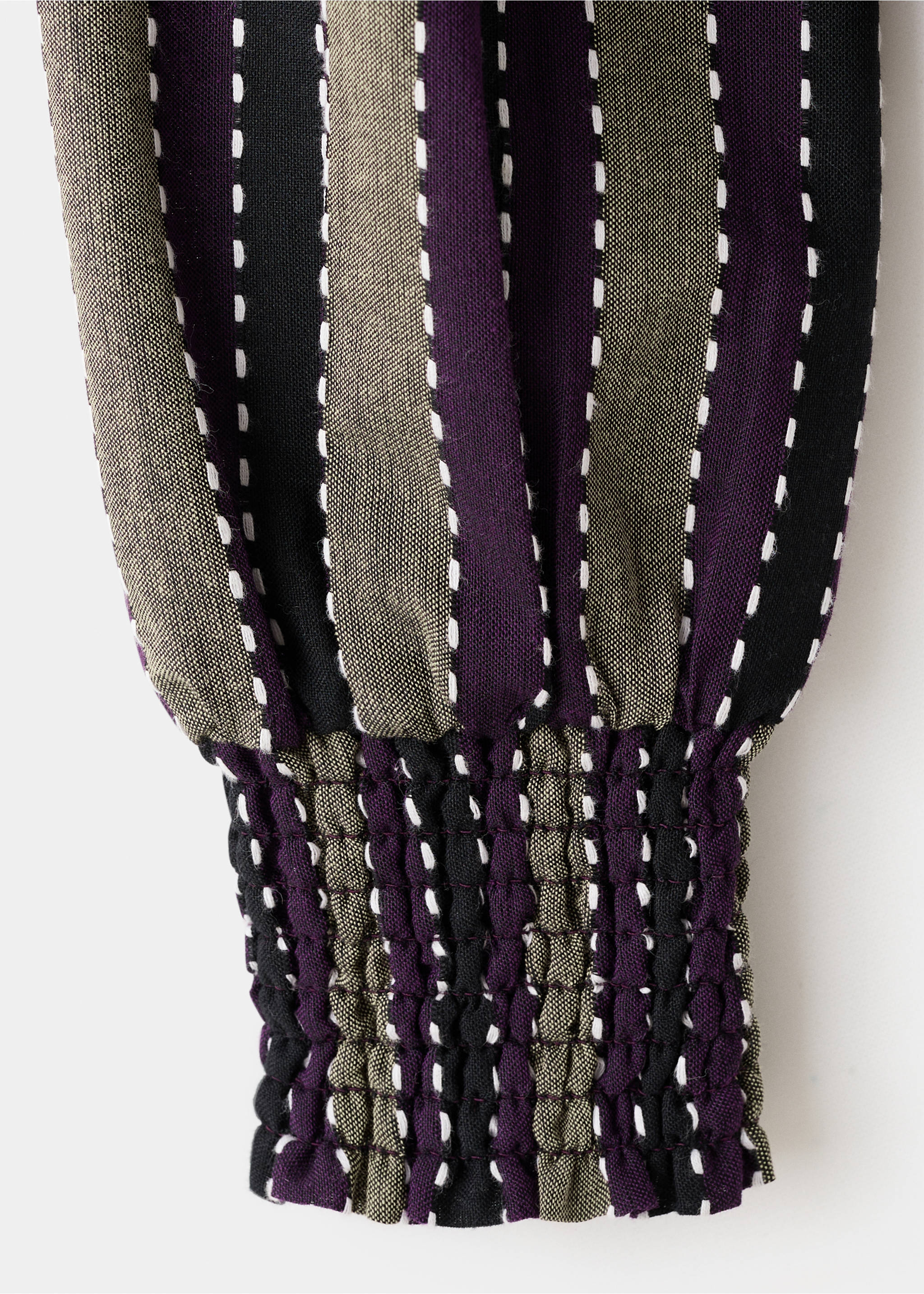 Striped blouse with embroidered details - Details of the article 0, Purple. Ref: 17047124-00.