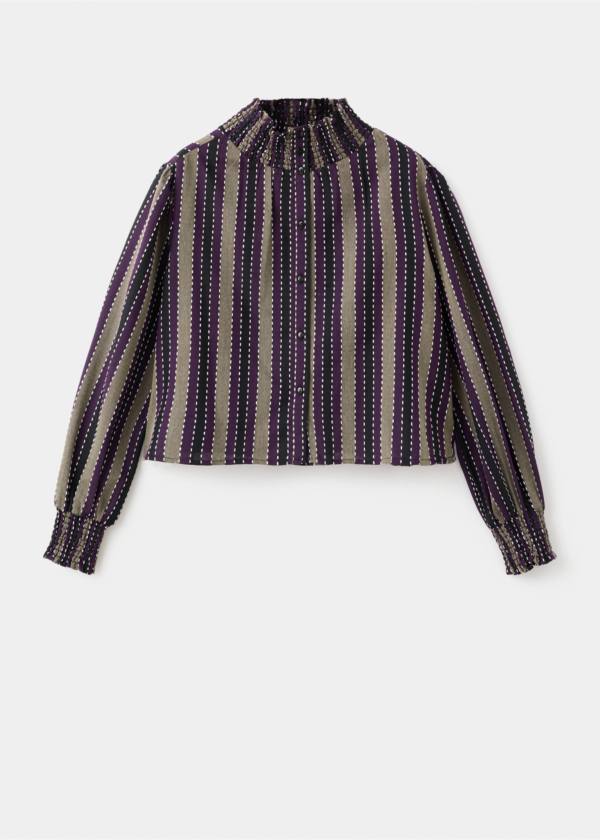 Striped blouse with embroidered details - Article without model, Purple. Ref: 17047124-00.